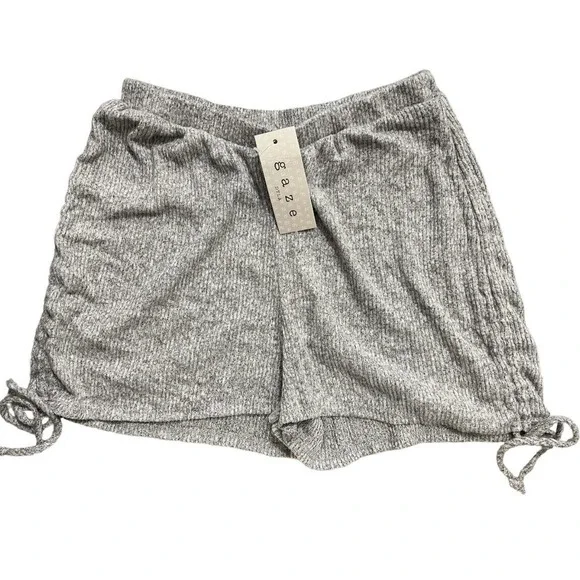 GAZE Women's Ruched Lounge Shorts Elastic Waist Size S M L Gray - Picture 5 of 5